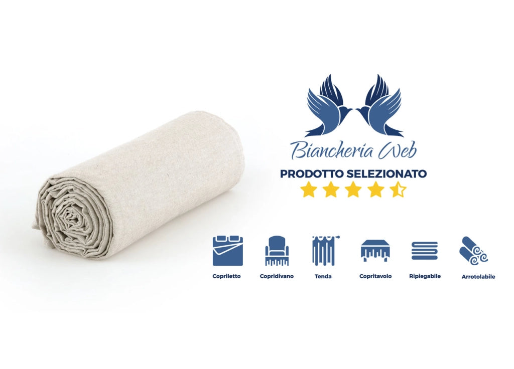 Telo Arredo Granfoulard Copritutto Cotone Made Italy Vari Disegni Arredatutto Copriletto Multiuso - 1 Piazza - Prezioso Beige