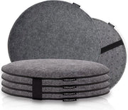 Set di cuscini per sedie, 4 pezzi, design elegante, rotondo, grigio, velluto, spazio di scivolamento e spessore, 40 cm, grigio chiaro, 40 x 40