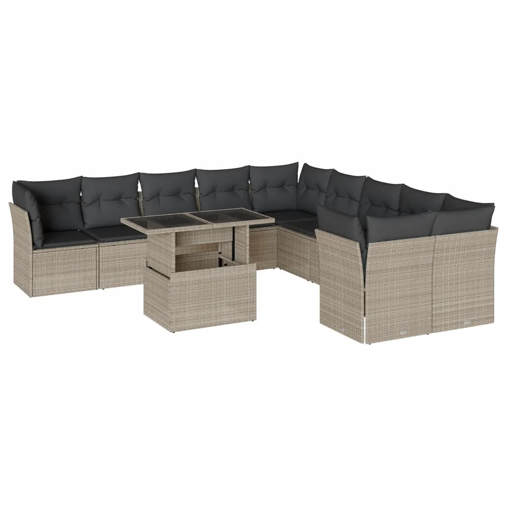 Set Divani da Giardino 11 pz con Cuscini in Polyrattan Grigio 3266882