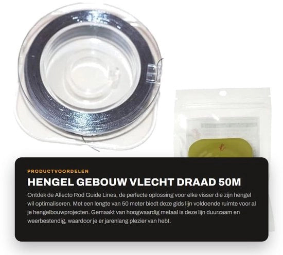 Accessorio per Pesca - Guida Oculare - Materiale Duraturo - 50m Linea a Maglia - Accessorio per Pesca - Guida a Anello Fissabile - Resistente alle Intemperie - Linea da Pesca