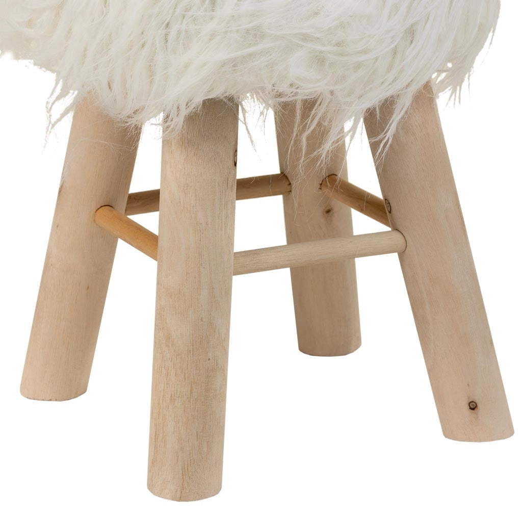 Sgabello in legno rivestito in tessuto bianco 32x32x44h