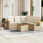 Set Divano da Giardino 6 pz con Cuscini Beige in Polyrattancod mxl 92903
