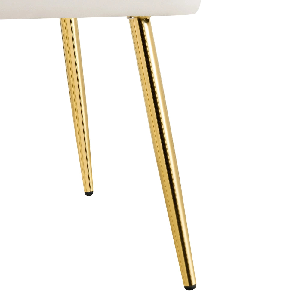 Sedia da pranzo, rivestimento in velluto, schienale intrecciato, struttura in metallo, ergonomica, color beige e dorato