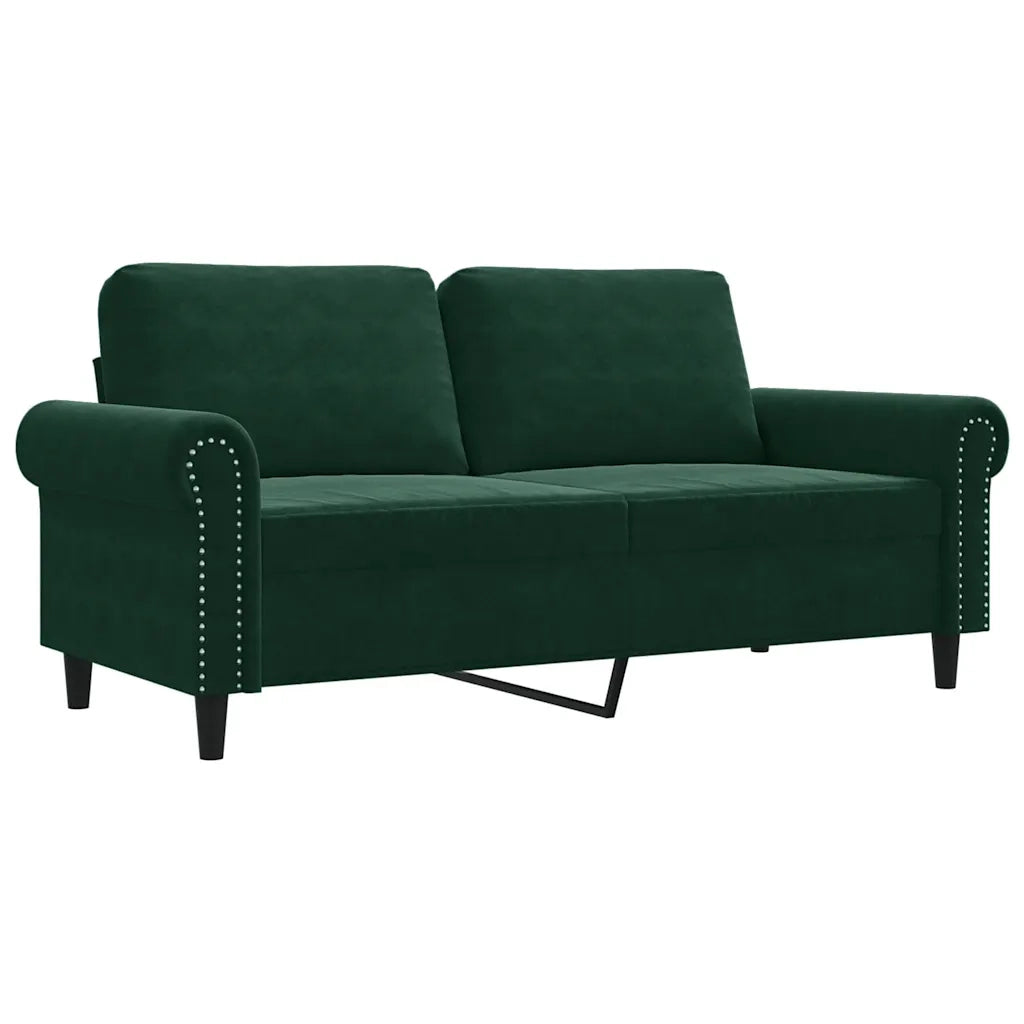 Divano a 2 Posti Verde Scuro 140 cm in Velluto 359531