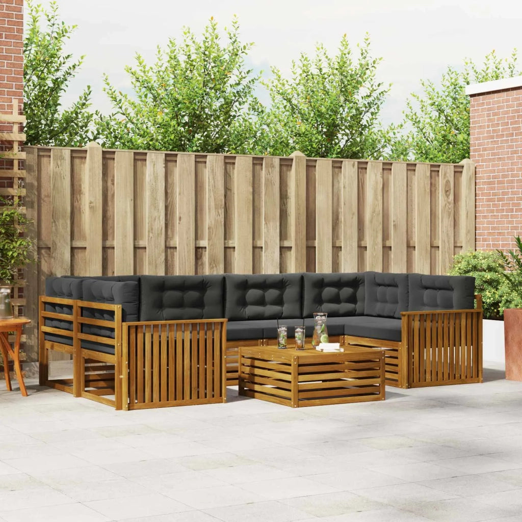 Set di divani da esterno con cuscino 7 pcs Naturale e Antracite