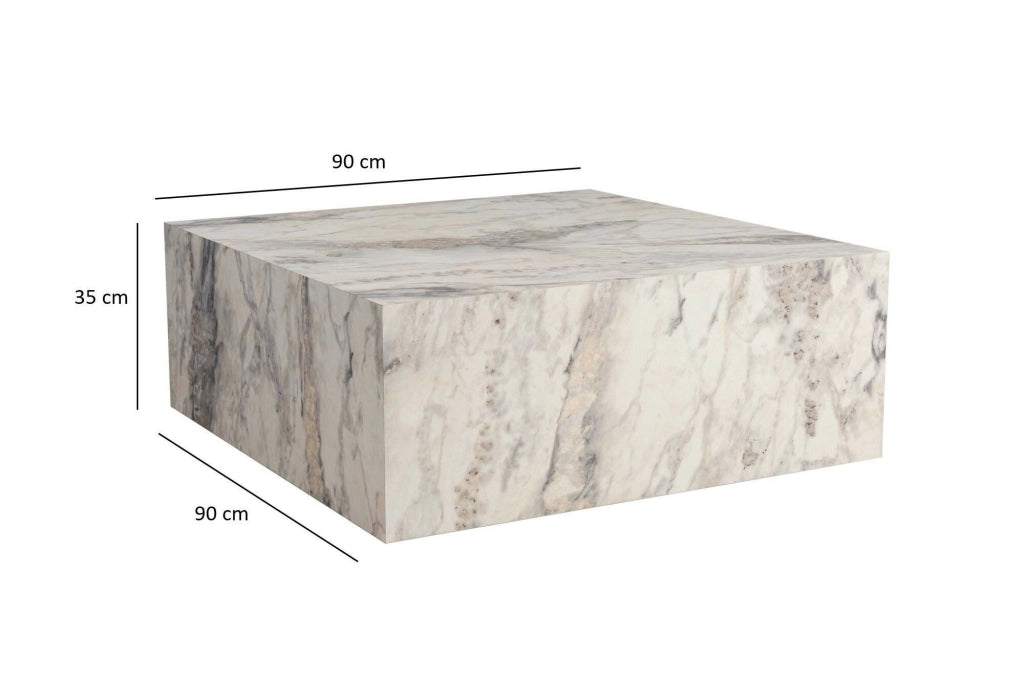 Tavolino da salotto Jesinia, Tavolo basso da caffè, Portariviste per divano, Ripiano da soggiorno, 90x90 h35 cm, Marmo