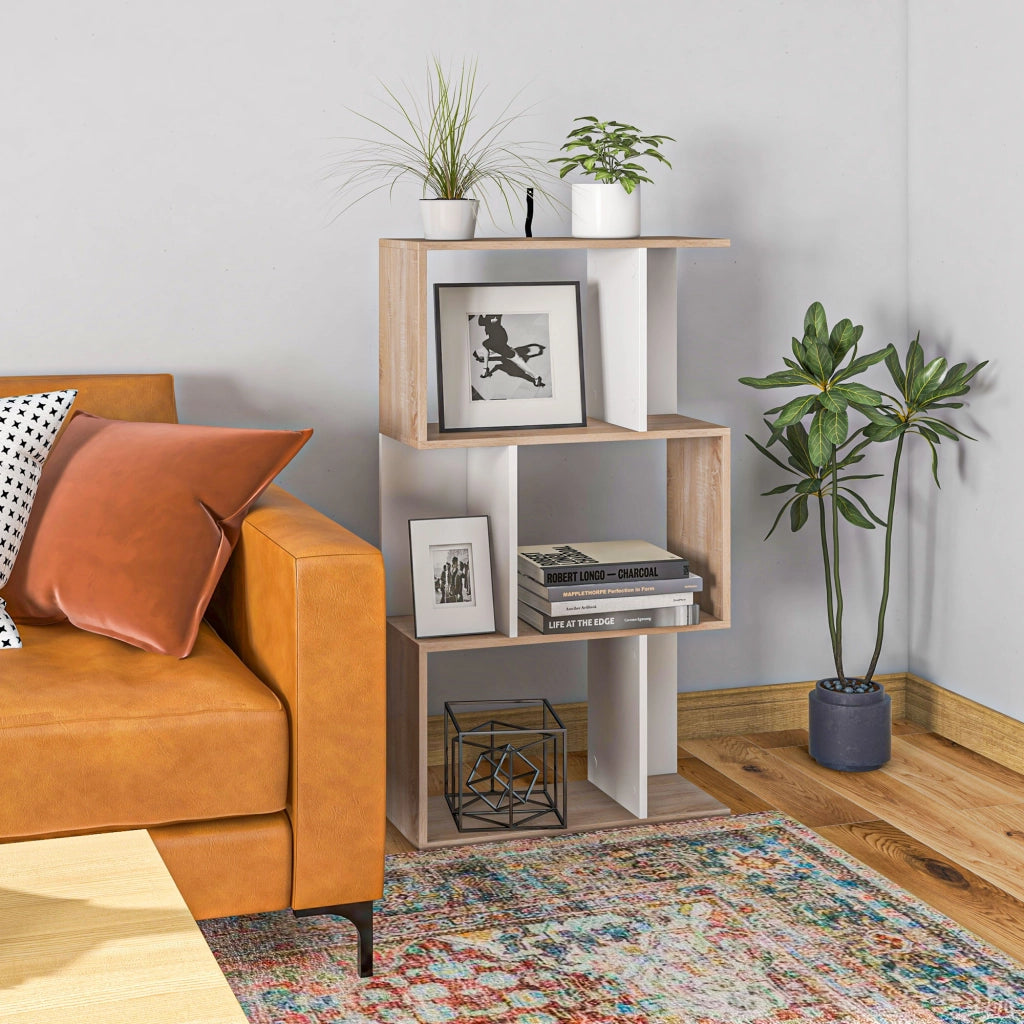 Libreria di Design Scaffale Ufficio Legno Moderna 3 Ripiani 60 ¡Á 24 ¡Á 111.4cm