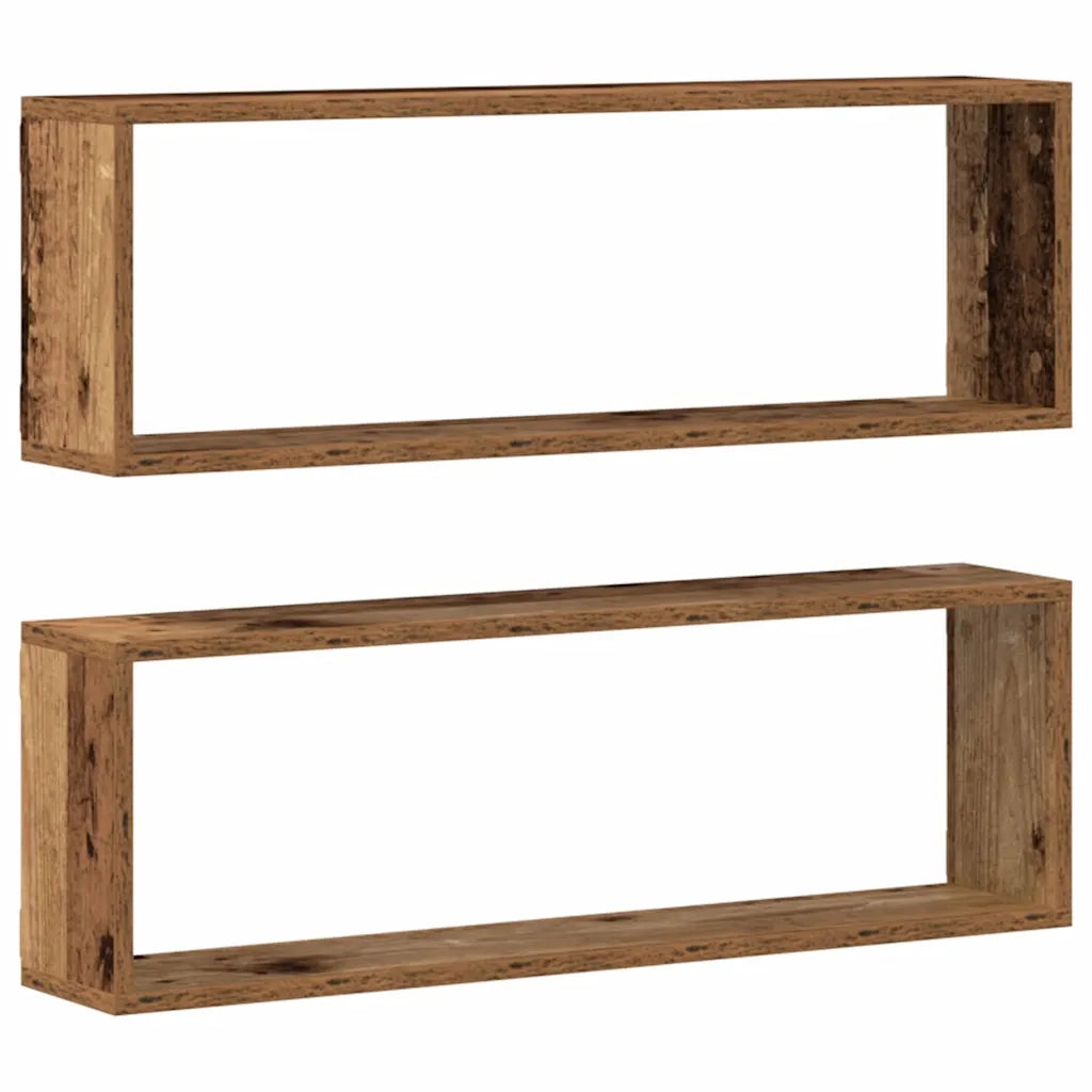 2 pz Scaffali da Parete | Mensola sospesa Legno vecchio 80 x 15 x 26 cm