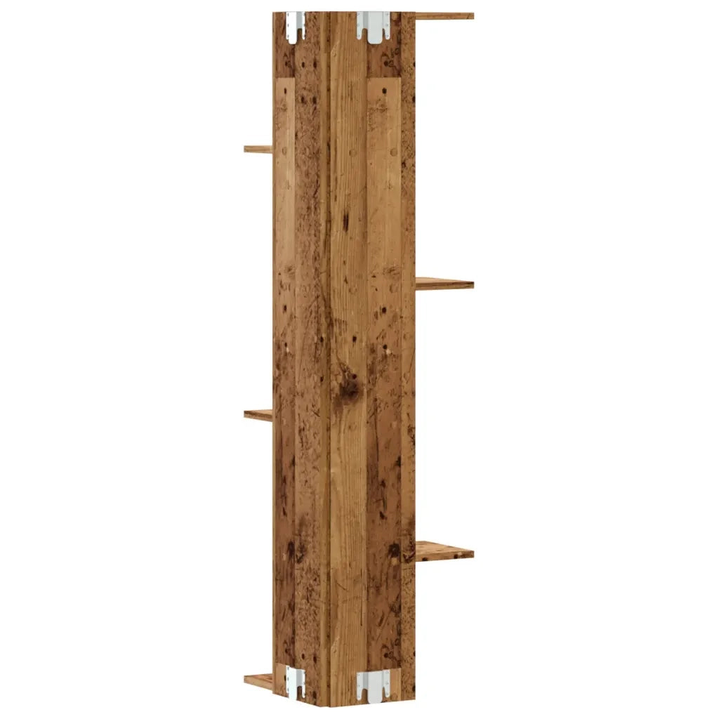 Scaffale Angolare Muro Legno Antico 36,5x36,5x140cm Multistrato