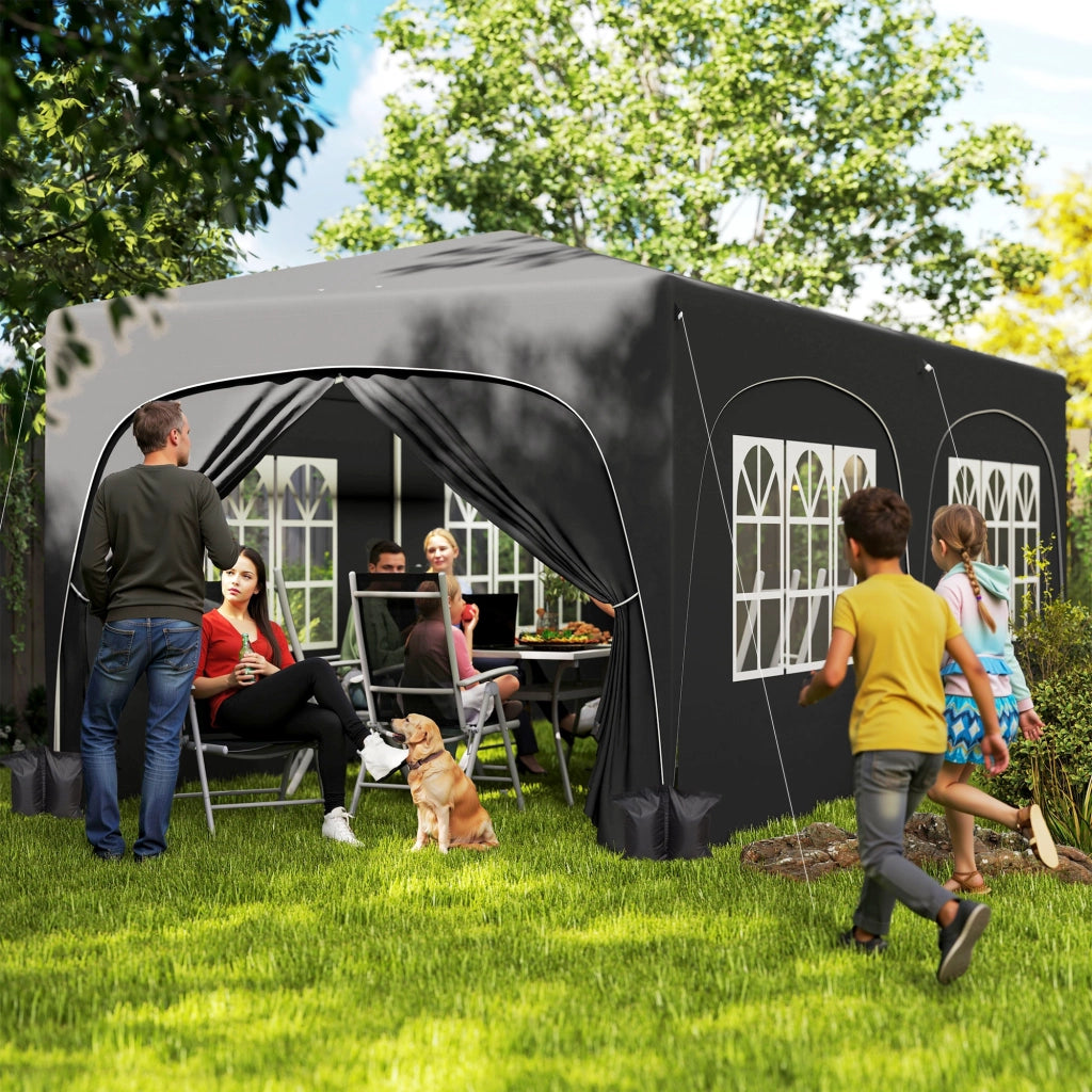 Gazebo Pieghevole 6x3 m con Pannelli Laterali UPF50+ ¨C zephmum ¨C Grigio Scuro