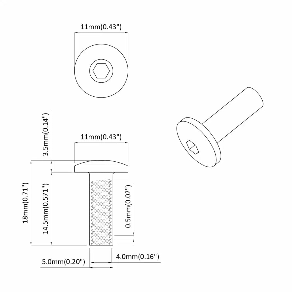 Dadi a Manica 2 pz Nero M4 x 14,5 mm Metallo CFW2369757