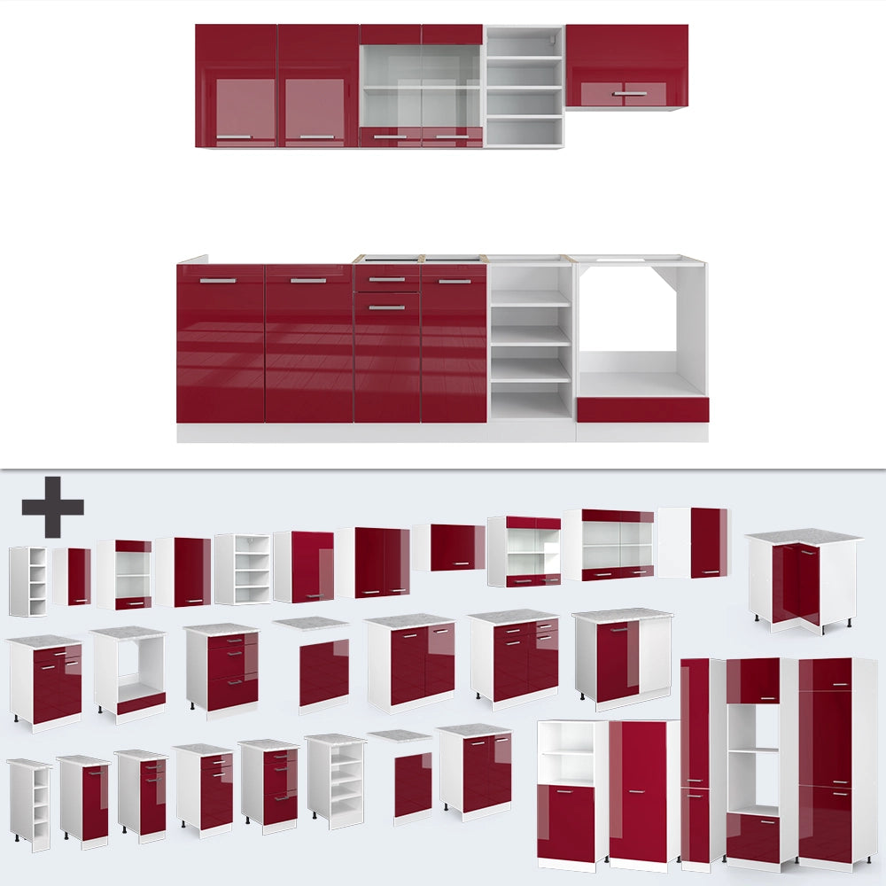 Vicco Cucina componibile Rosso lucido/bianco 240 cm , PL Antracite