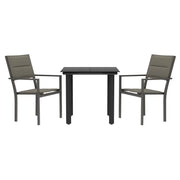 Set da Pranzo da Giardino 3 pz | Set Salotto da Giardino Nero in Acciaio e Textilene