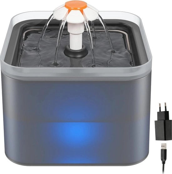 Fonte di acqua automatica per cani e gatti - filtro a carbone attivo - pompa 2 l grigia