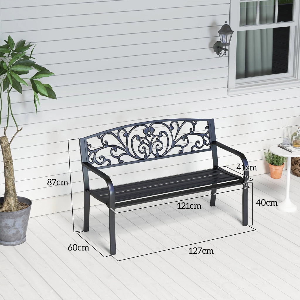 PANCHINA da giardino 2 posti 127x60x87 cm metallo nero