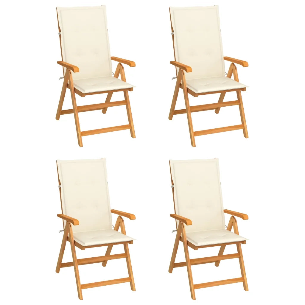 Sedie da Giardino 4 pz con Cuscini Crema Massello di Teak cod mxl 11603