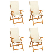 Sedie da Giardino 4 pz con Cuscini Crema Massello di Teak cod mxl 11603