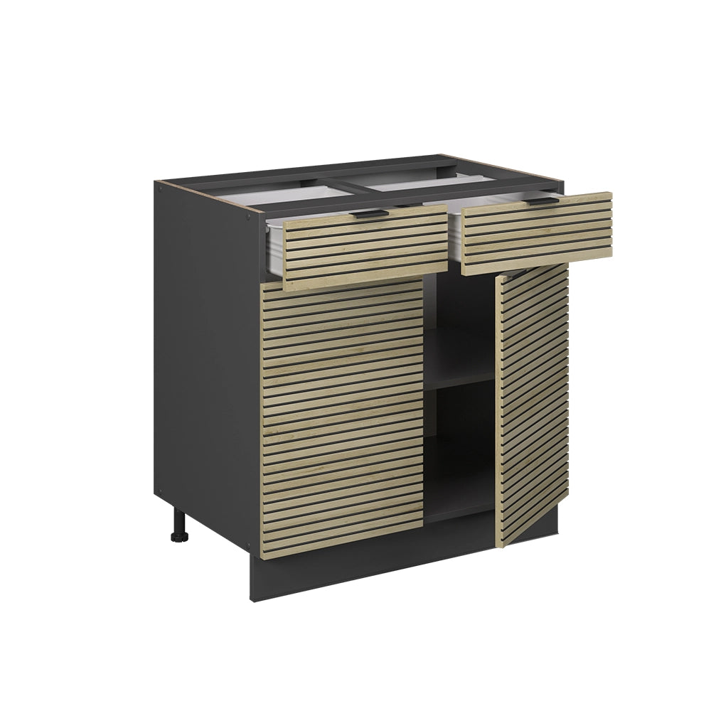 Mobiletto base per cucina Fame-Line Pannello in quercia/Antracite 80 cm senza piano di lavoro Vicco