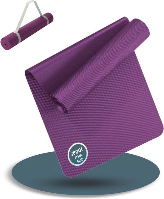 Mat di Yoga 180x60cm con Cinturino - Antiscivolo 4mm Spesso - Mat di Ginnastica e Fitness per Allenamento - Sport e Yoga in Casa