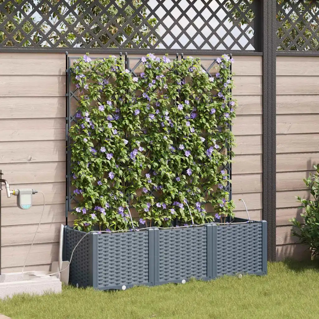 Vaso da giardino 3 pcs Grigio Chiaro Plastica 42002899