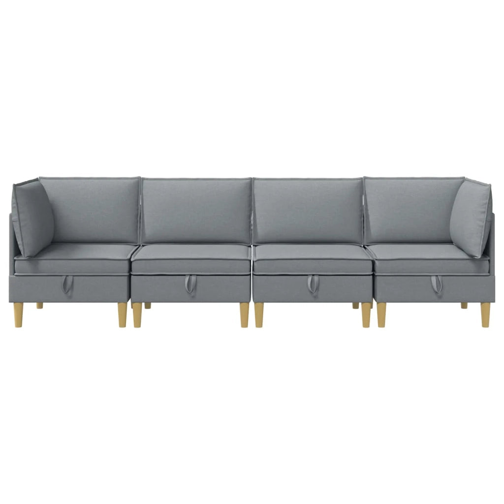 Set di mobili per il soggiorno 4 pcs Grigio Chiaro Tessuto 3413674