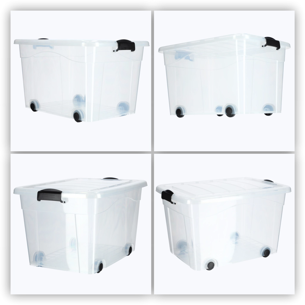 Contenitore per giocattoli KADAX, grande scatola con ruote, in plastica, grande 60 litri