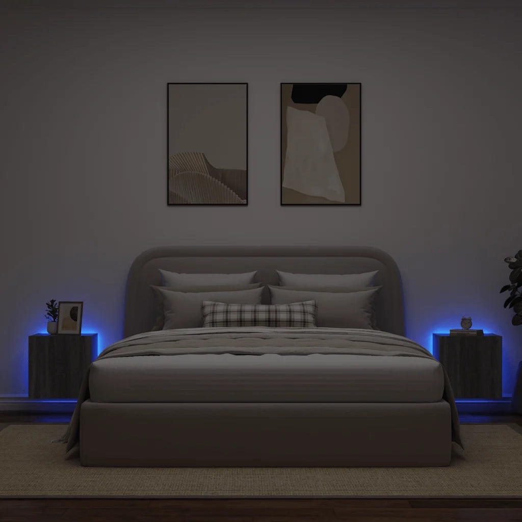 Mobili TV a Parete con Luci LED 2pz Grigio Sonoma 40,5x35x40 cm 837257