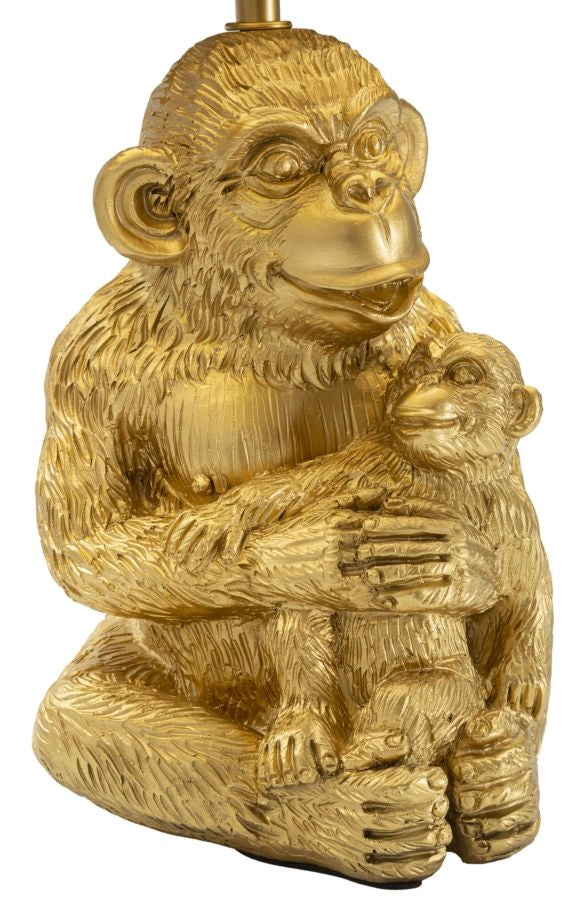 Lampada da tavolo Monkey Mum con design creativo e paralume in tessuto nero cm ø 30x49