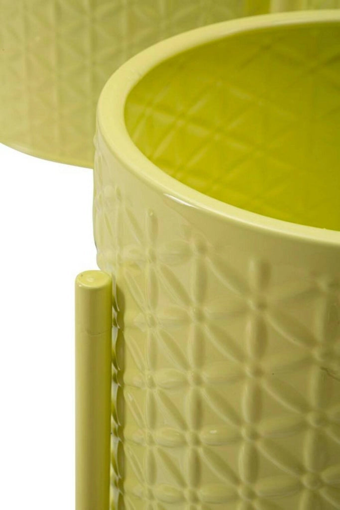 Set di 3 portavasi Cisterna, Complemento d'arredo, Articolo decorativo, Accessorio d'arredo, 36x36 h57 cm, Giallo