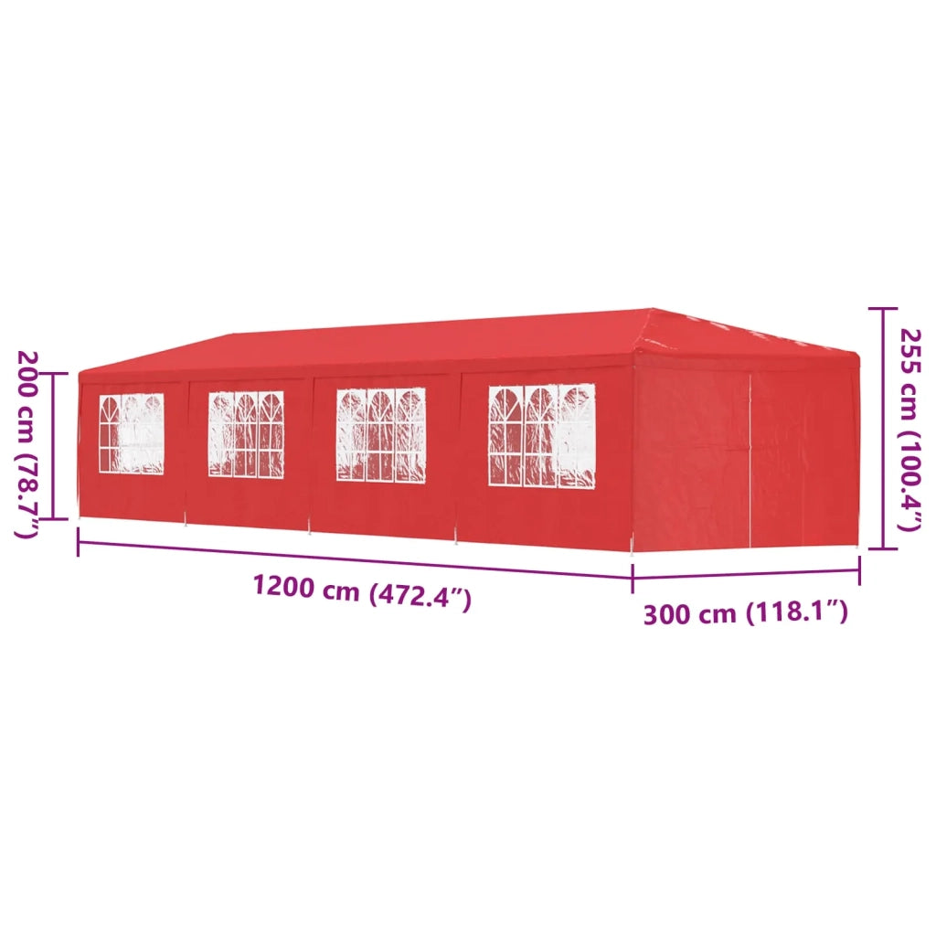 Tenda Party 1200 x 300 x 255 cm Rosso PE e Acciaio 42033002
