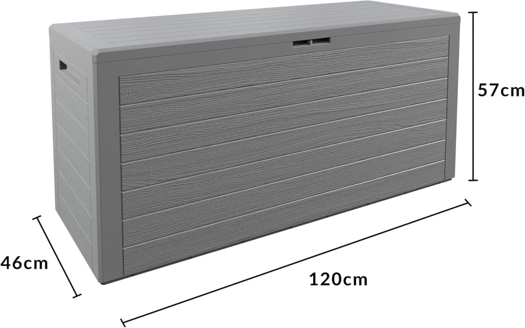 ® Baule da Giardino XXL 280L Effetto Legno Cassapanca Richiudibile 116x43x55cm Box Multibox Contenitore Cuscini