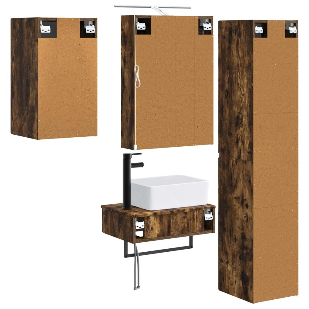 Set di mobili per il bagno 5 pcs Rovere Fumo 3407275