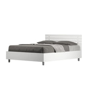 BS COM Letto matrimoniale francese senza rete 140x200 testata dritta con doghe bianco frassino