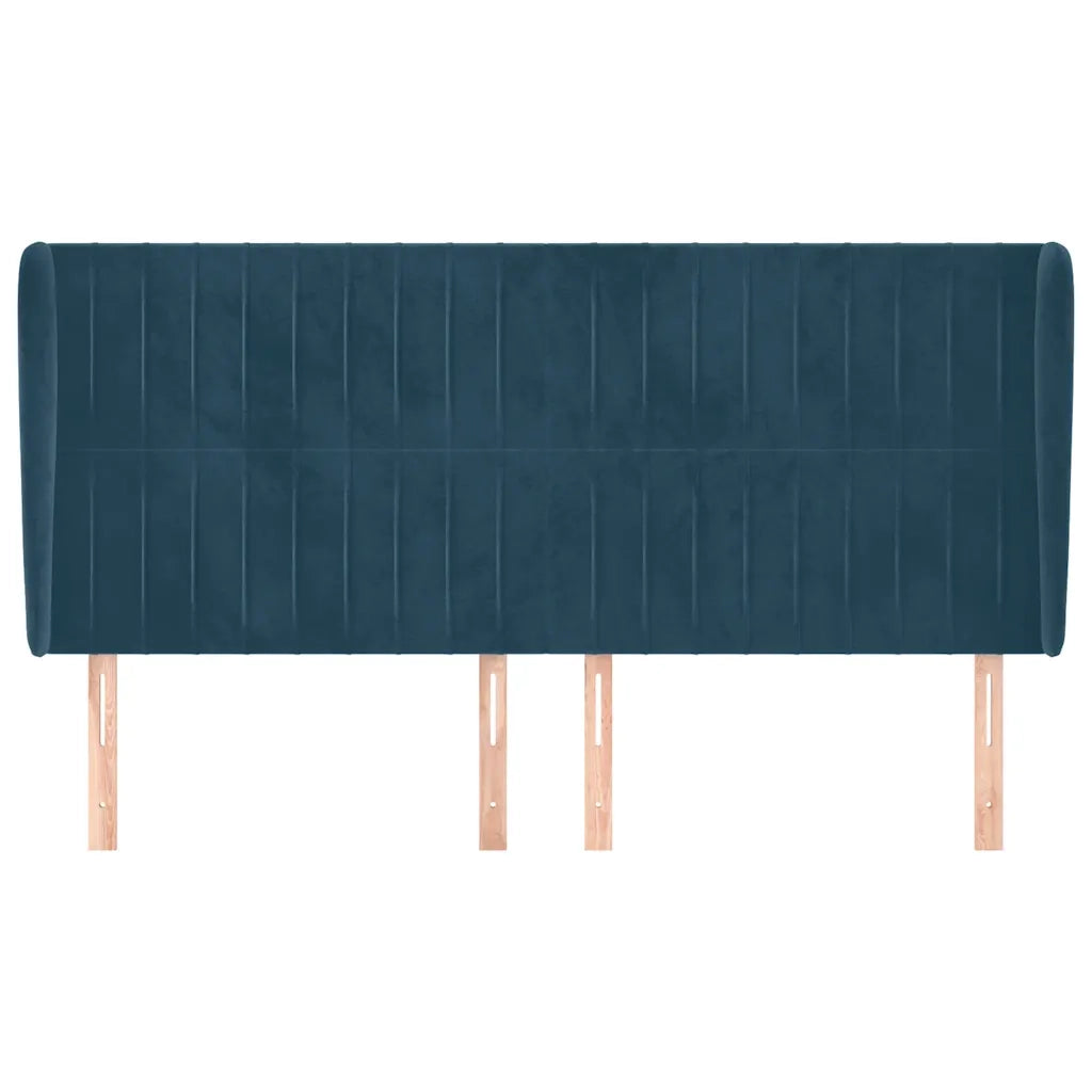 Testiera ad Orecchio-Testata con Orecchie Blu Scuro 163x23x118/128 cm in Velluto 500602