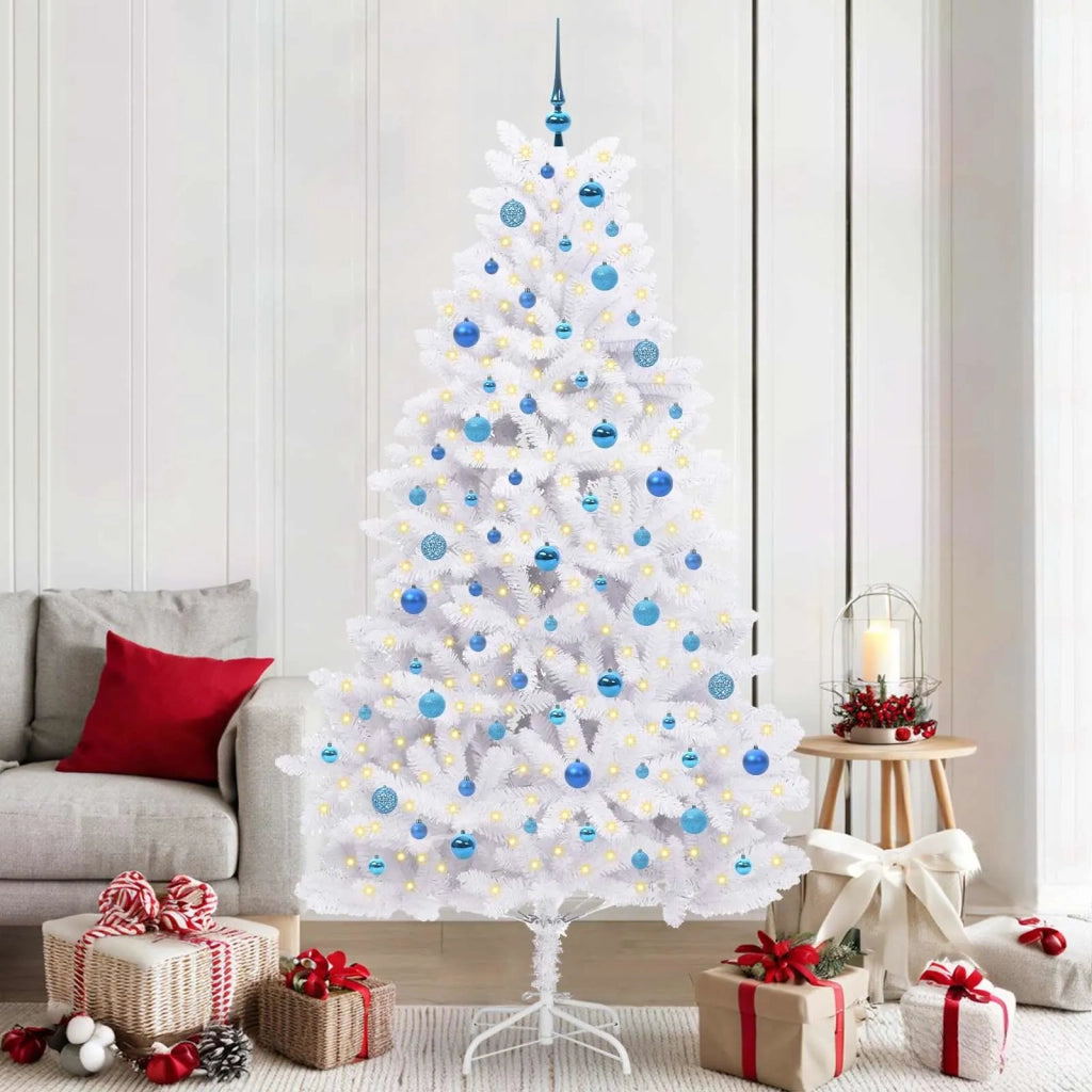 Albero di Natale | Decorazioni natalizie Artificiale con Rami Pieghevoli Bianco 210 cm