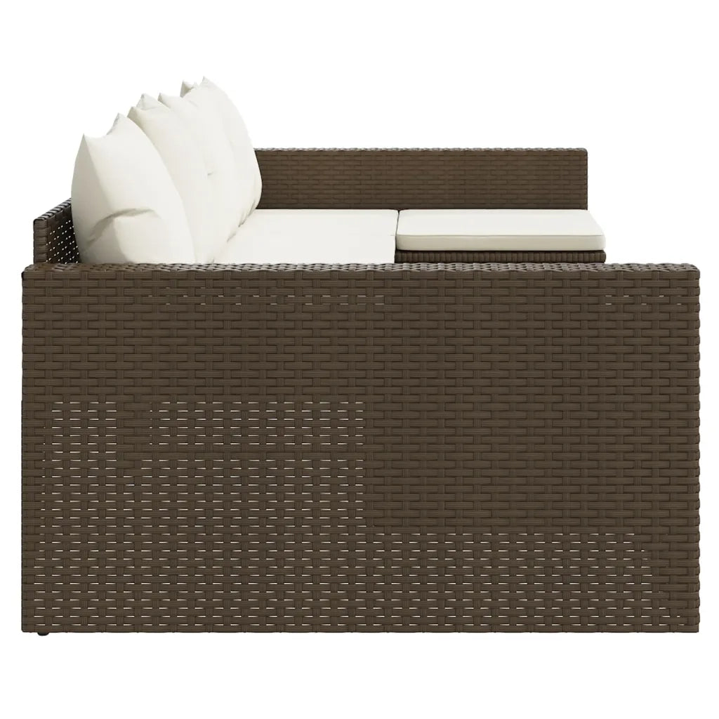 Set Divani da Giardino 2 pz con Cuscini in Polyrattan Marrone 362342