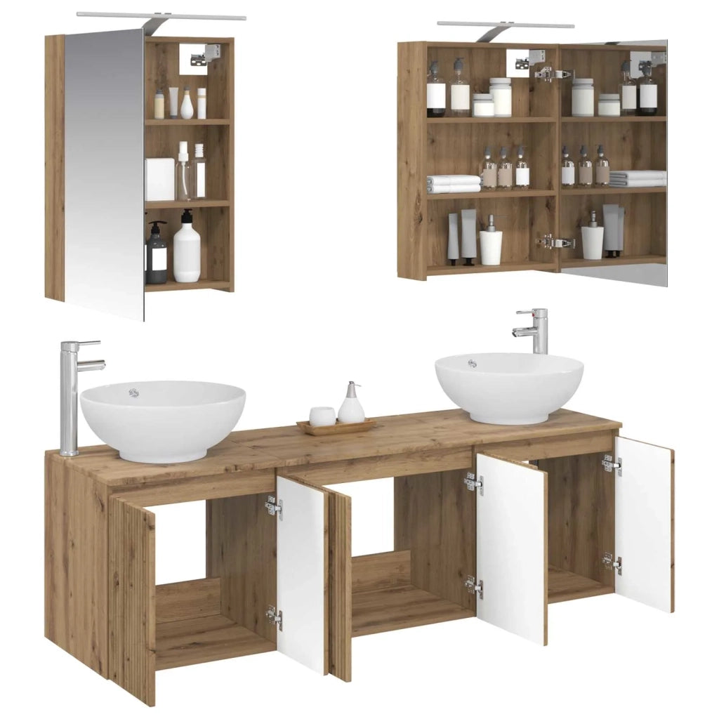 Set di Armadi da Bagno 5 pcs Rovere Artigianale 3406478