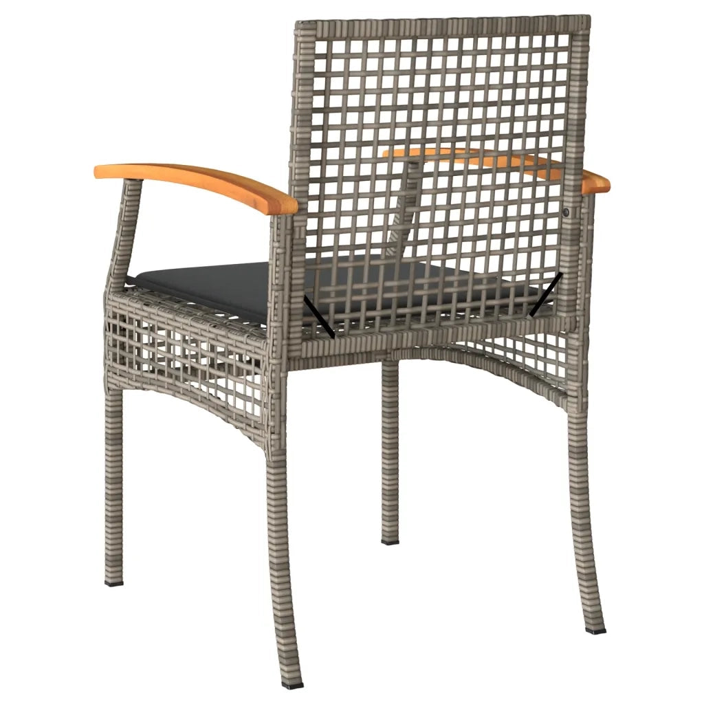 Set da Bistr¨° 3 pz | Set Salotto da Giardino con Cuscini Grigio Polyrattan e Legno Acacia