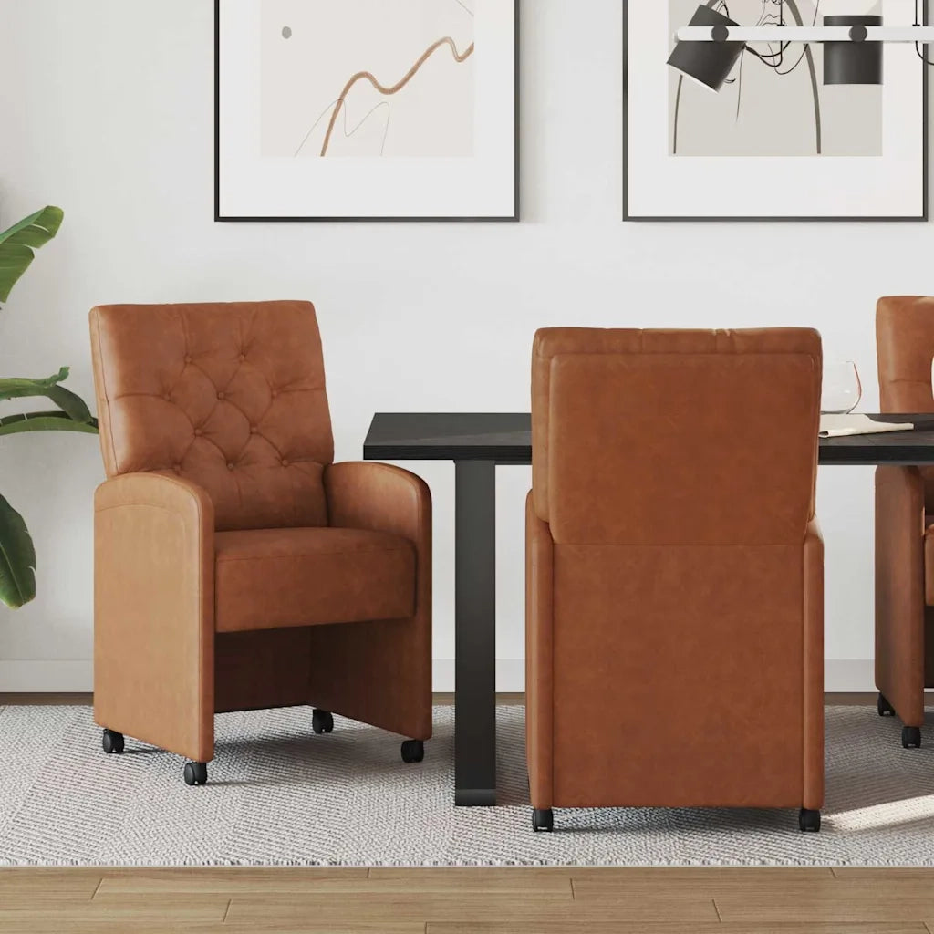 Sedie da Pranzo con Ruote 2 pcs Marrone 58 x 67 x 97 cm