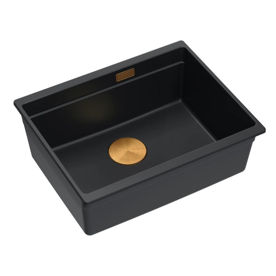 Lavello In Granito Logan 100 Black Tappo oro