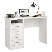 Scrivania lineare con quattro Appollo, colore bianco, Misure 110 x 76 x 48 cm