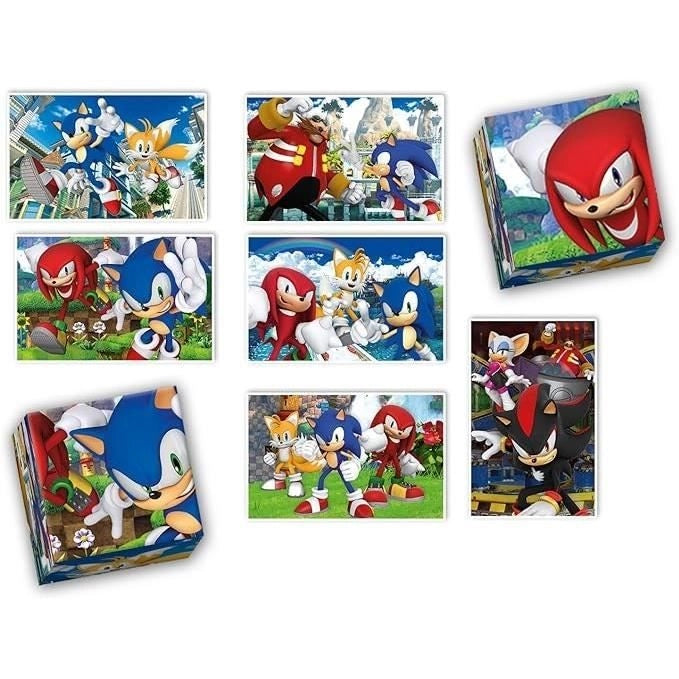 Clementoni - Edukit - Sonic - Scatola didattica 4 in 1 - 2 puzzle, 1 promemoria, 1 set da 6 cubi - Made in Italy - Dai 4 anni in su