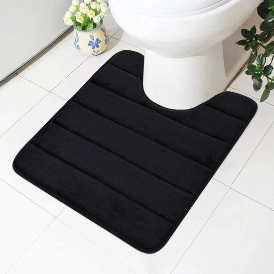 Mat di supporto antiscivolo per toilette con foro di 50 x 60 cm, mat di assorbimento per bagno, toilette in piedi, mat di bagno lavabile per toilette, nero
