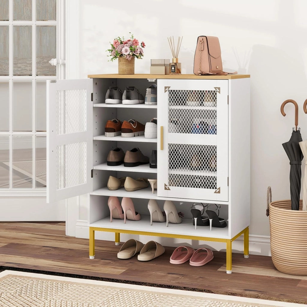 Scarpiera a 5 livelli, scarpiera con ripiani regolabili, scarpiera autoportante con ventilazione, cassettiera per ingresso e corridoio (bianco, 70 x 35 x 93 cm)