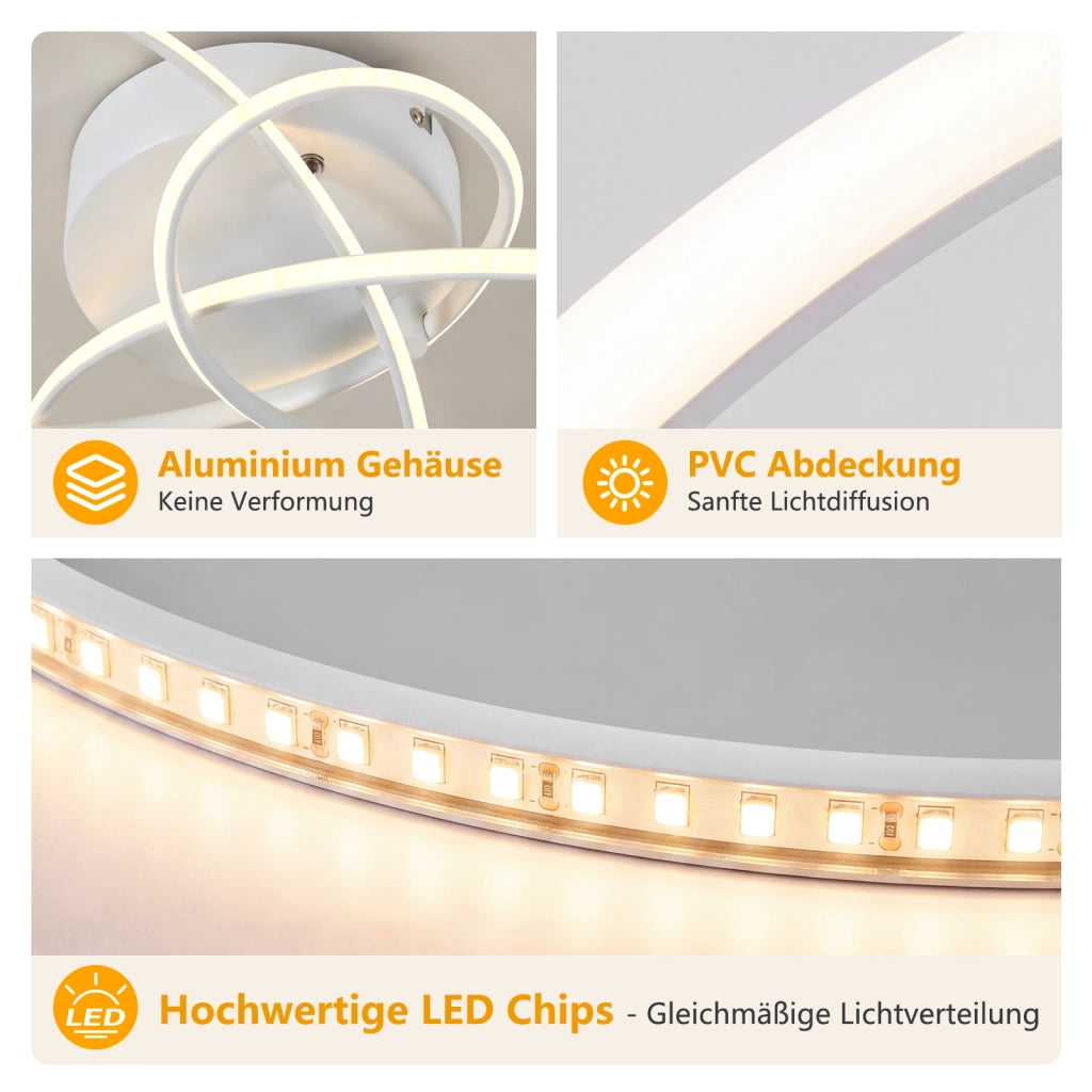 ZMH Lampada da Soffitto LED 30W Dimmabile Bianca per Camera Soggiorno