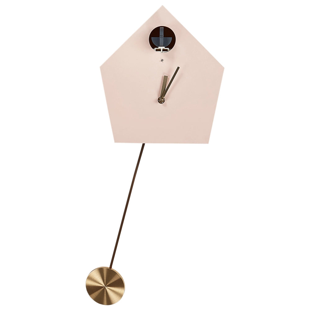 Orologio a cucù da parete Rosa MDF Materiale sintetico 24 x 63 cm Design senza numeri Pendolo per bambini Decorazione soggiorno