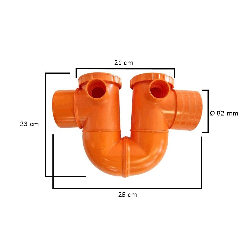Sifone ad "U" con sfiato in pvc : Diametro - 82