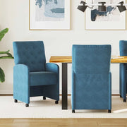 Sedie da Pranzo con Ruote 2 pcs Blu 58 x 67 x 97 cm Velluto 42017865