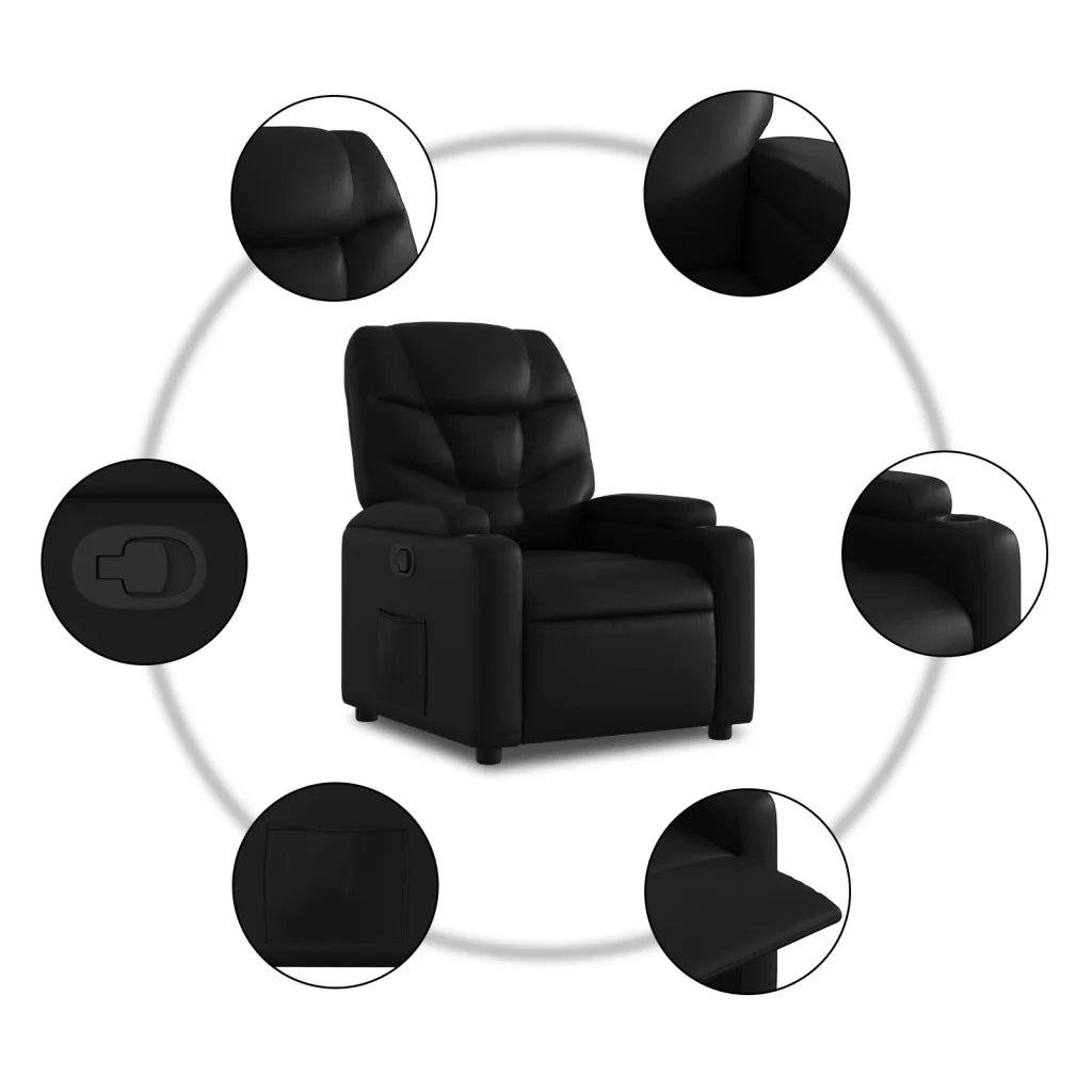 Divano Sedia-Poltrona reclinabile nera in similpelle 362618