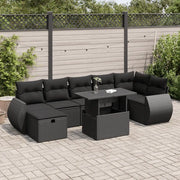 vidaXL Set Divani da Giardino con Cuscini 8 pz Nero in Polyrattan